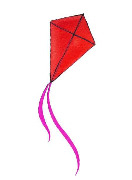 彩色风筝手绘水彩插画素材图片