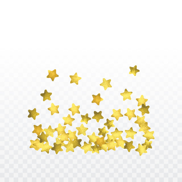 星星纸屑孤立在透明的背景。图片下载