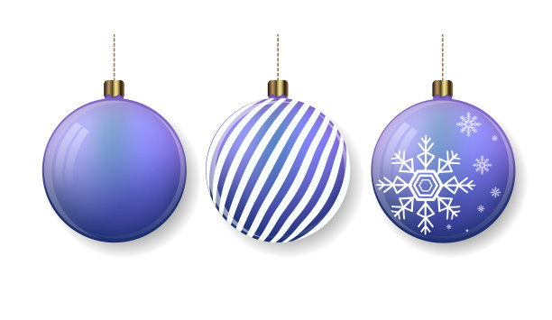 圣诞贺卡快乐。紫色的圣诞树球。素材图片