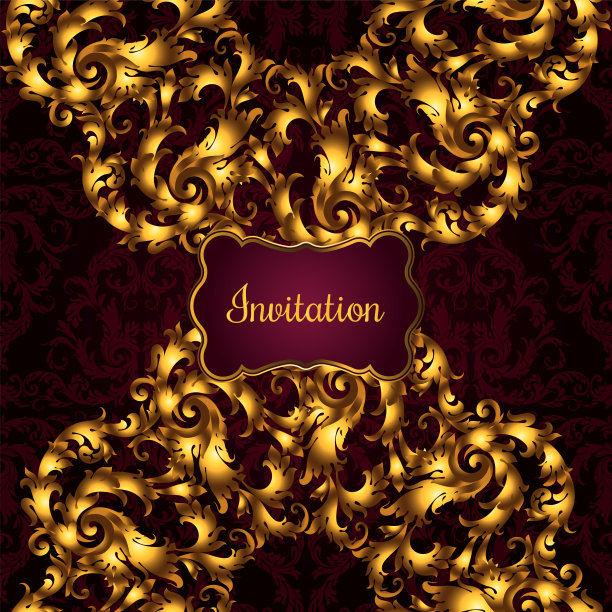 优雅的背景与蕾丝装饰和文字的地方。花卉元素，华丽的背景。矢量插图。皇家黄金窗饰，巴洛克背景图片下载