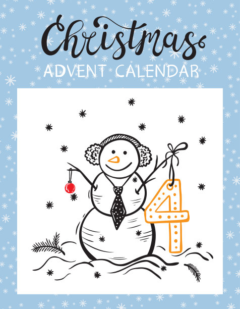圣诞降临历印刷卡。撕日历页面。12月的第四天图片下载