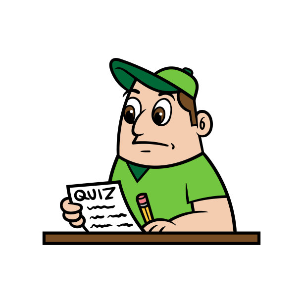 男子参加测验卡通插画图片下载
