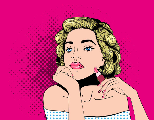 涂着口红的女人有着波普艺术的脸图片下载