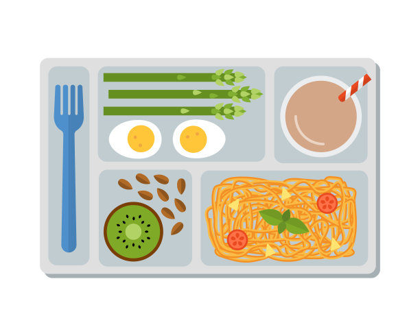 午餐在托盘上排成一行图片下载