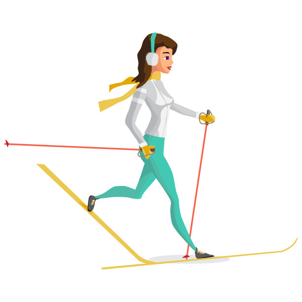 漂亮的年轻女子在越野滑雪图片下载