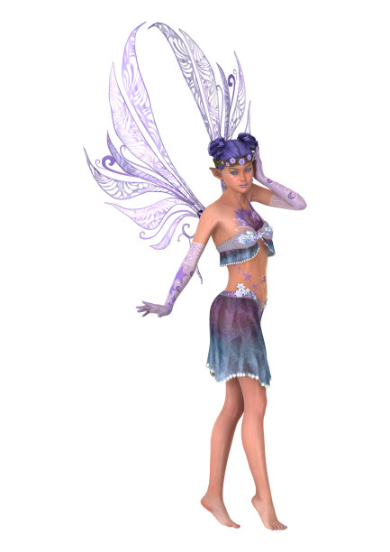 3D渲染紫仙子在白色图片下载