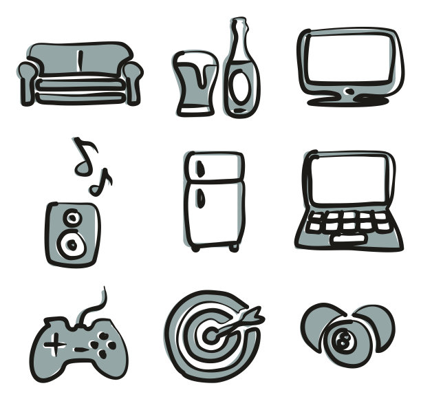 男人最喜欢的活动图标手绘2颜色图片下载