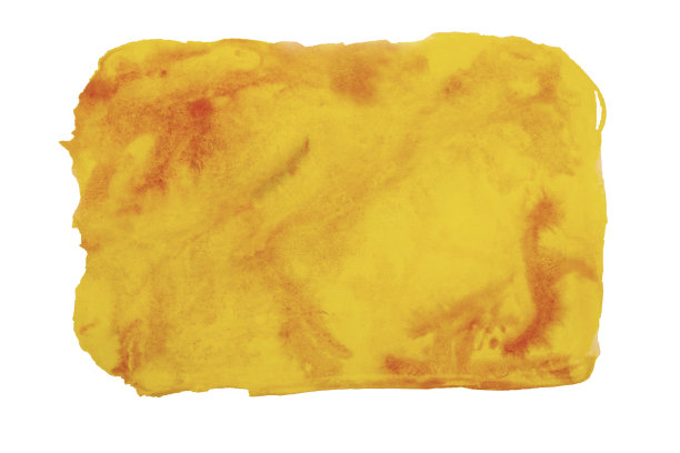 色彩上，黄橙色飞溅水彩手工绘制在白色背景上，或艺术装饰背景上图片下载