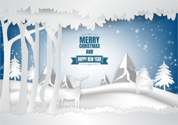 冬季雪花，矢量插画圣诞快乐，纸艺术风格图片下载