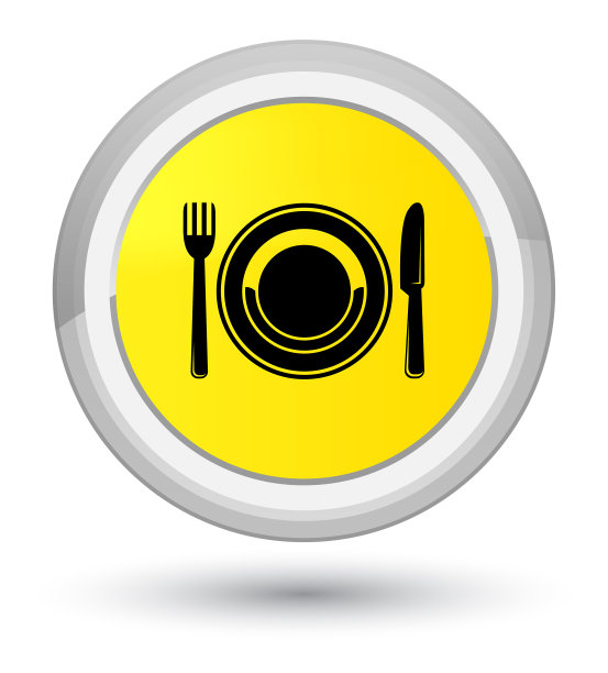 食物盘图标prime黄色圆形按钮图片下载