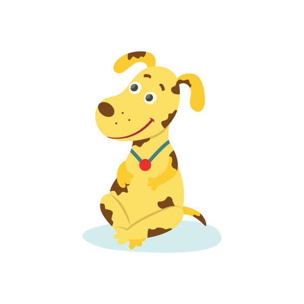 矢量扁狗角色在裤子上的吊带图片下载