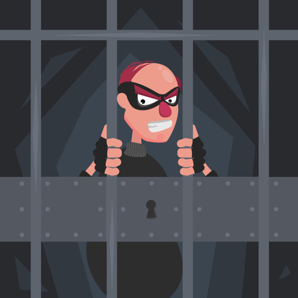 一张戴着面具的小偷在监狱里的照片图片下载