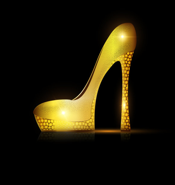 深色和金黄色的鞋子图片下载