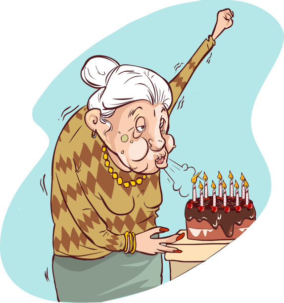 矢量插图的一个老太太的生日图片下载