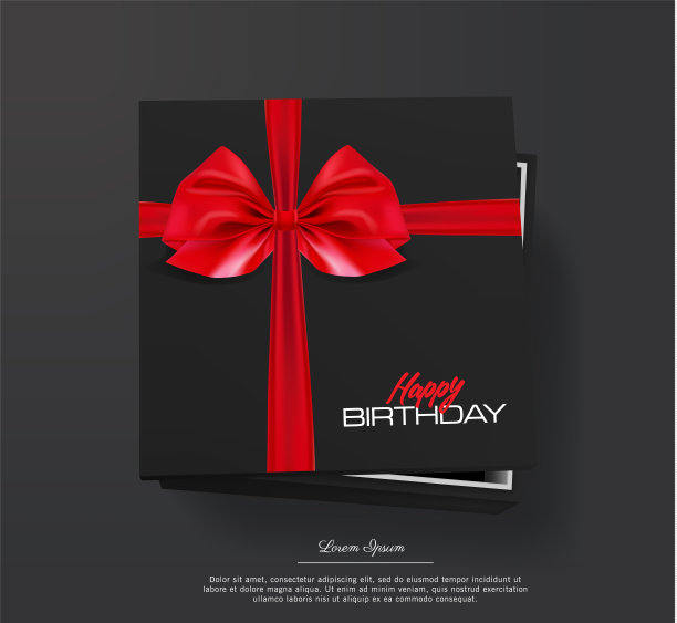 黑色矢量礼盒，蝴蝶结和丝带。生日快乐的礼物盒。图片下载