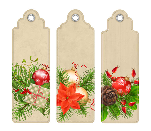 圣诞书签矢量素材图片下载