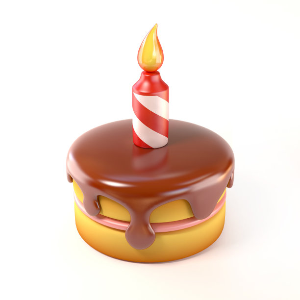 生日蛋糕3d图标孤立的插图素材图片