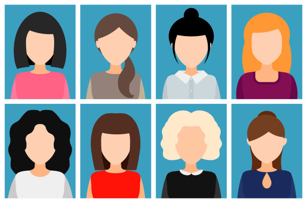 没有脸的阿凡达女孩，矢量图。图片下载