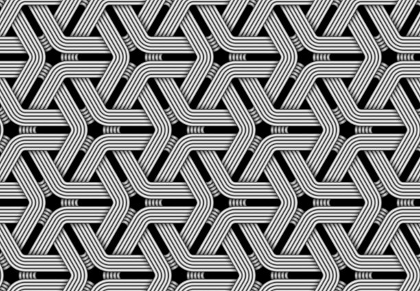 编织纤维的矢量六边形无缝图案。图片下载