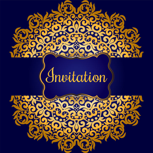 富有印度风格的金卡邀请函。图片下载