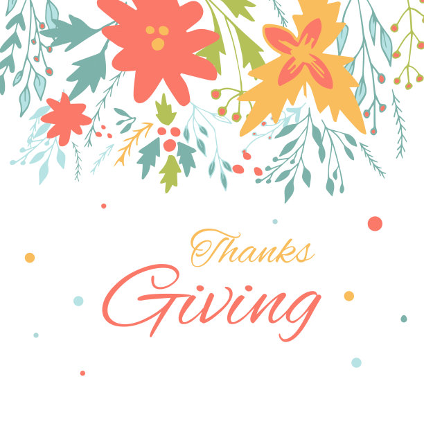 手绘的快乐感恩节卡片和装饰花环。名人图片下载