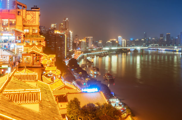 重庆洪崖洞，中国古建筑素材图片