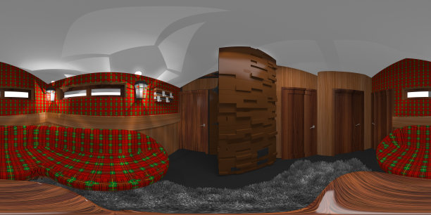 Hdri室内格子图案3d插图图片下载