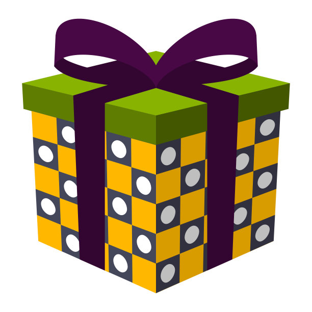 彩色礼品盒图标具有平面设计风格，平面色彩。素材图片