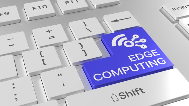 边缘计算白色键盘与无线网络符号图片下载