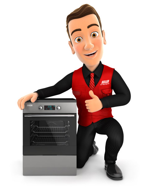 竖起大拇指的带烤箱3D销售员图片下载