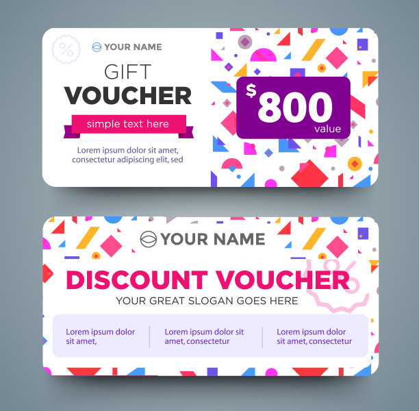 折扣券模板与彩色图案图片下载