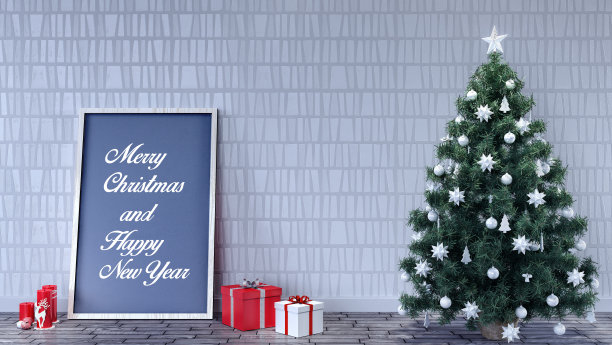 有圣诞装饰的空房间图片下载