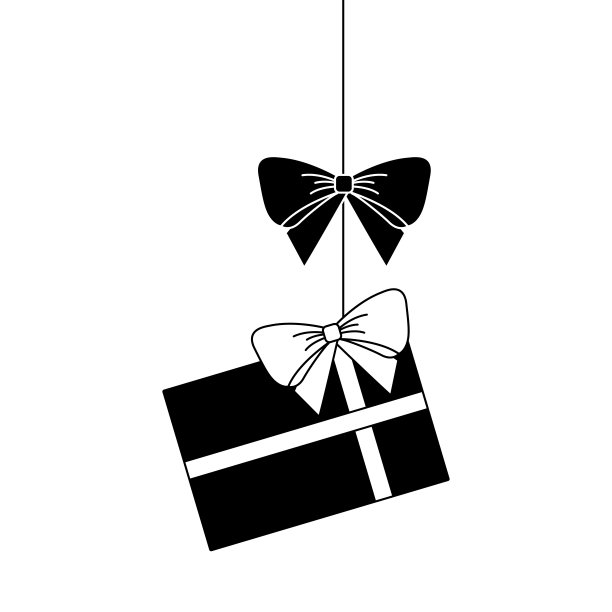 圣诞快乐礼物挂蝴蝶结丝带装饰图片下载