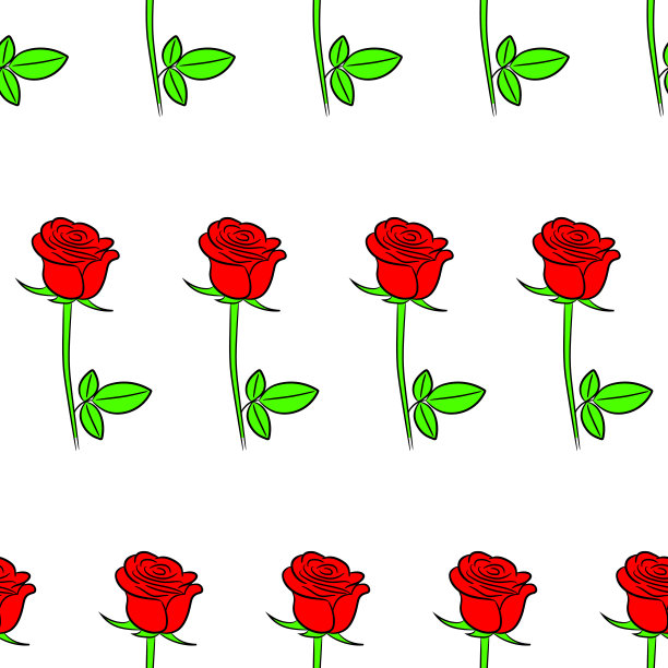 无缝图案从玫瑰花卉等高线矢量插图图片下载