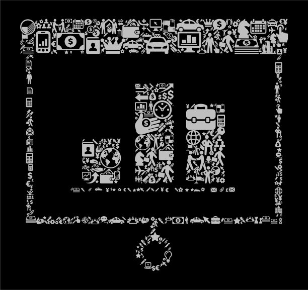 图表图标商业和金融矢量图标模式图片下载