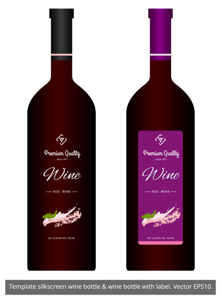 葡萄酒标签和酒瓶。图片下载
