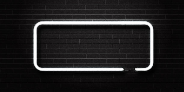 矢量现实隔离霓虹灯白色框架装饰和覆盖在墙壁背景。图片下载