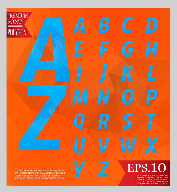 设置字体低聚设计风格的字母多颜色和三角形的背景温暖纹理图片下载