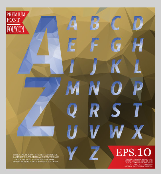 设置字体低聚设计风格的字母多颜色和三角形的背景温暖纹理图片下载