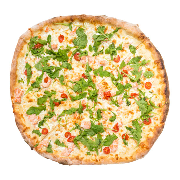 顶视图的披萨艾尔萨尔蒙壁画孤立的白色图片下载