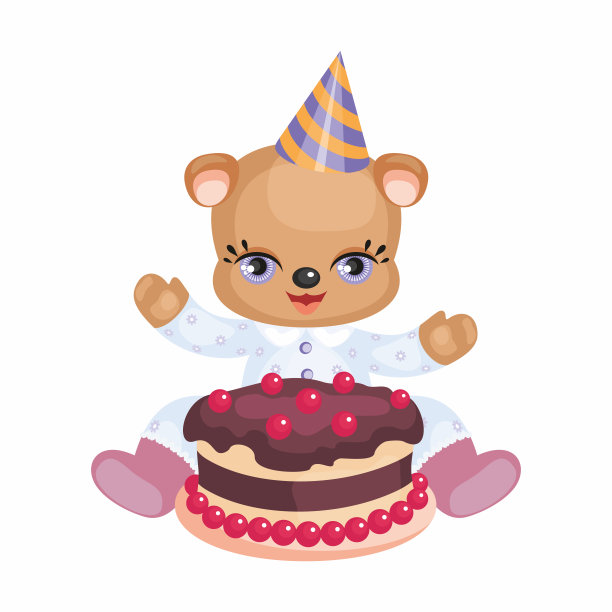 泰迪熊和生日蛋糕图片下载