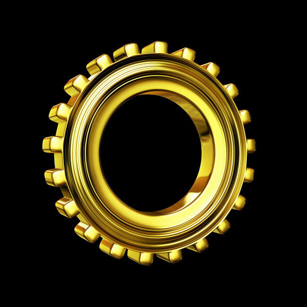 黑色背景前的金色齿轮图片下载