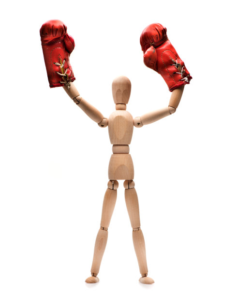 拳击的概念。戴着拳击手套的模特拳击手。图片下载