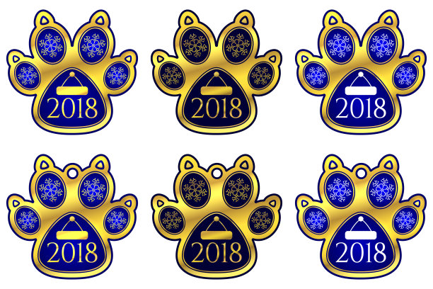 狗爪新年贴纸。的贴纸图片下载