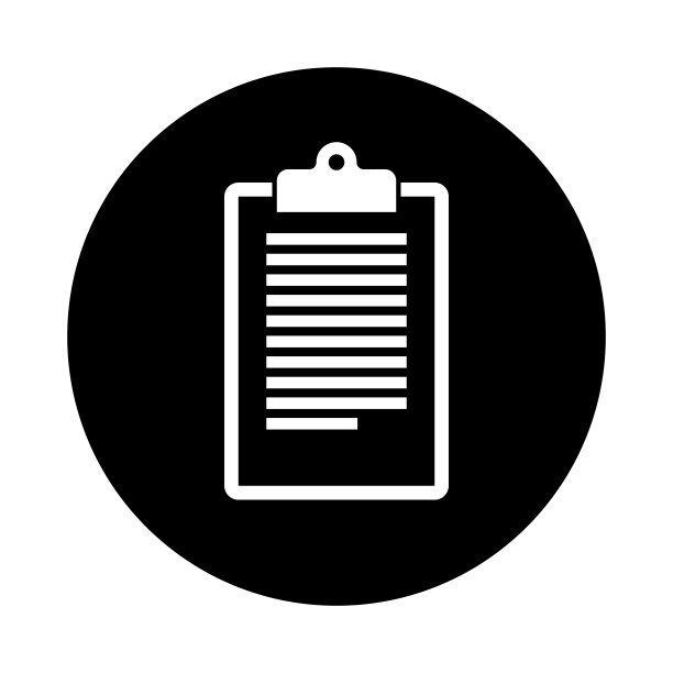 记事本圆图标。黑色，圆形，极简主义图标孤立在白色背景。图片下载