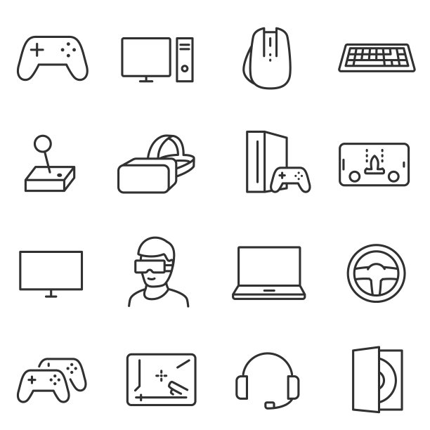 视频游戏。属性的PC游戏..可编辑的中风。图片下载