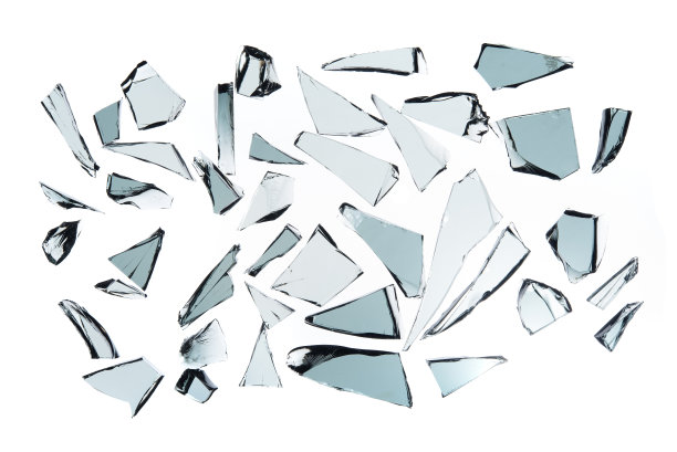 碎玻璃上白色背景，纹理装饰背景对象设计素材图片