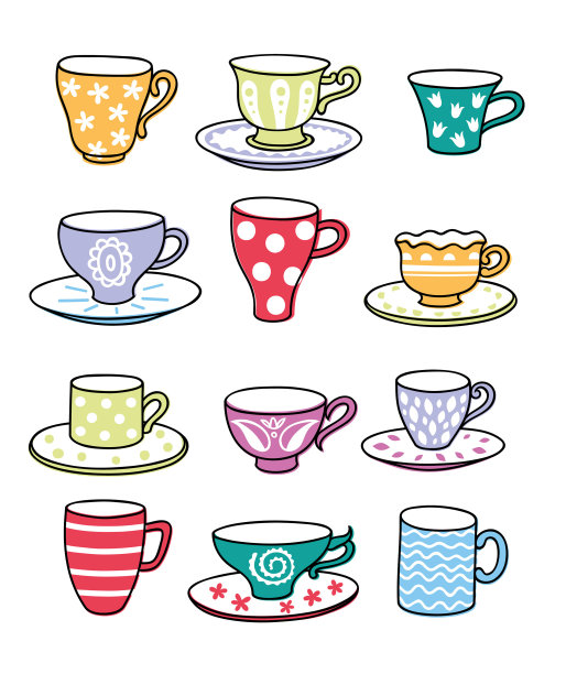 可爱的手绘茶杯图片下载