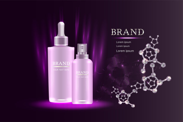 化妆品容器与广告背景准备使用，豪华护肤广告设计。图片下载