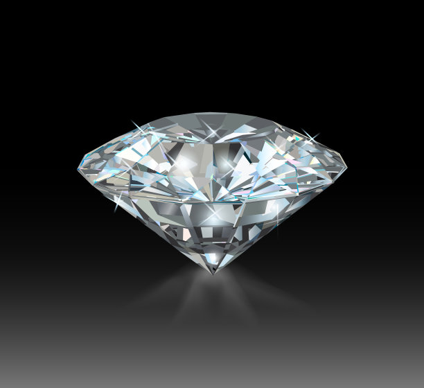 美丽明亮的钻石孤立在黑色背景。矢量插图。图片下载